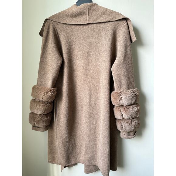 $796 The Cashmere Project Cashmere Cardigan Jacket Faux Fur Coat Sz M sweater - Picture 12 of 12